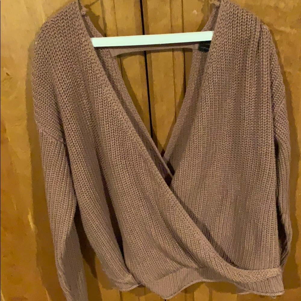 Dark pink/brown cris cross sweater